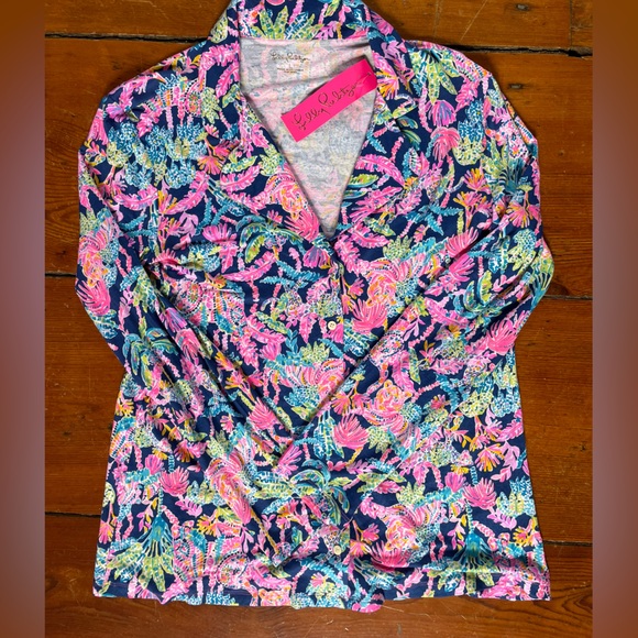 NWT Lilly Pulitzer Oyster Bay (blue) pajama top, large - Picture 5 of 6